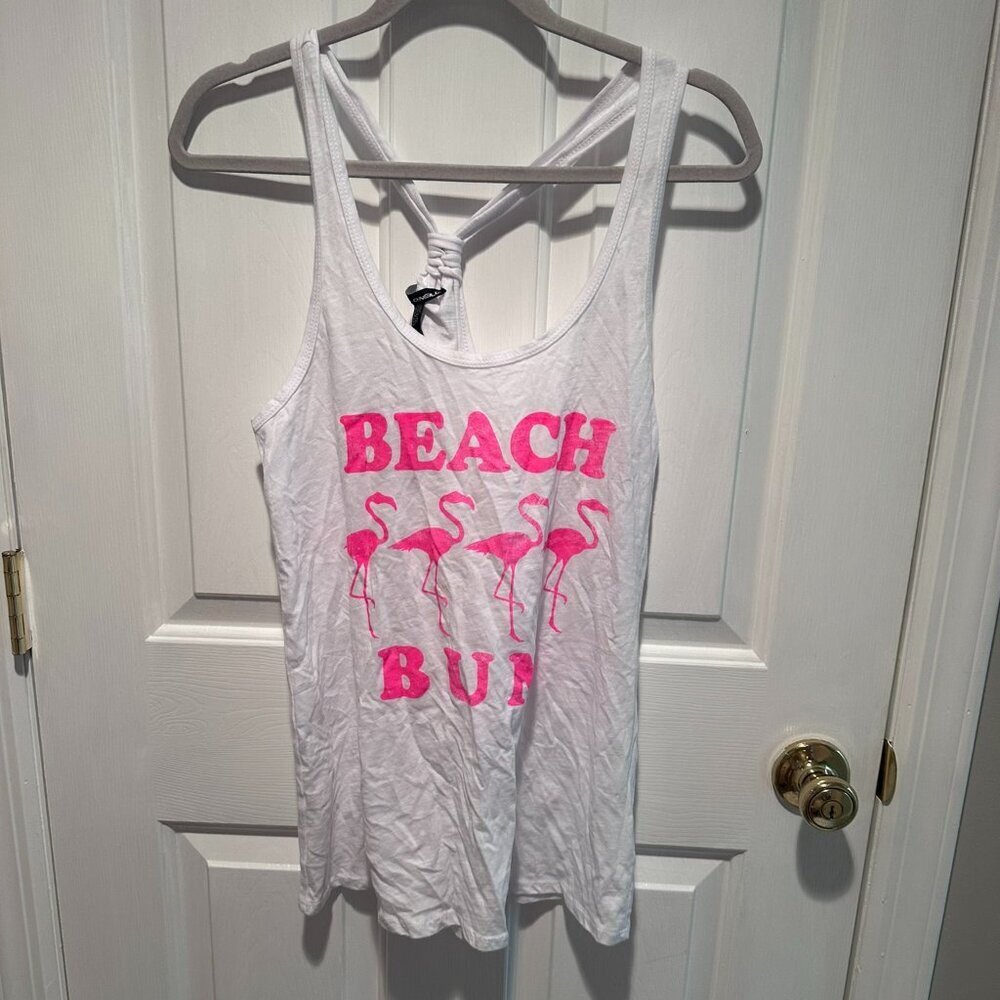 NWT O'Neill White Tank Top "Beach Bum" Flamingo - Size Medium